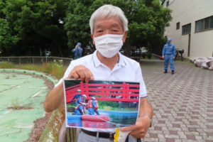菊名池公園プールでは水難救助訓練がおこなわれることも。「昨年（2021年）9月に偶然通りかかったら“参加してください”と言われ、参加したときの写真です」と川島会長