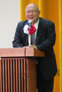 飯島実行委員長は終始笑顔で「記念集会」のバルーンリリースの感動について熱く語っていました